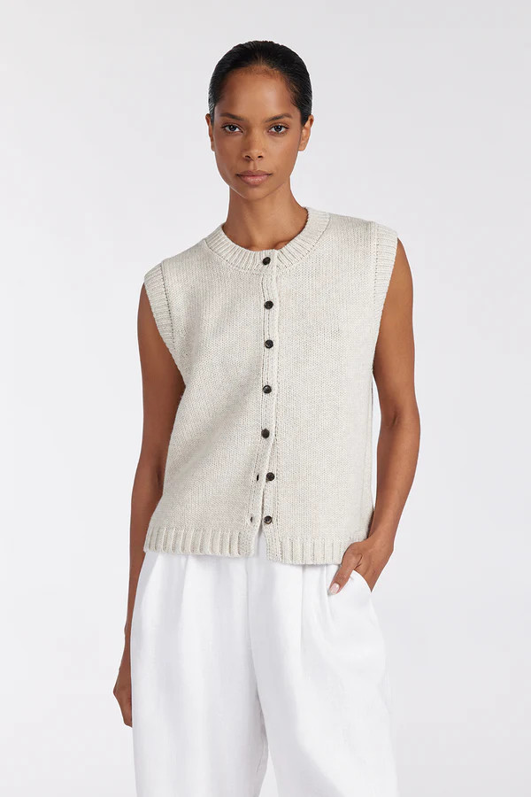 FOSTER CHALK KNIT VEST | DISSH