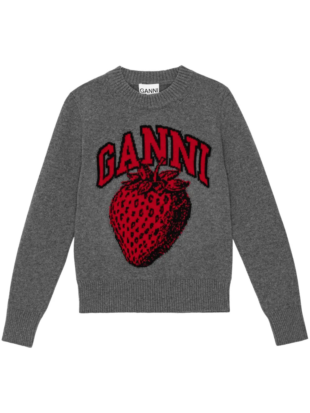 GANNI intarsia-knit Logo Jumper | Grey | FARFETCH UK | Farfetch Global