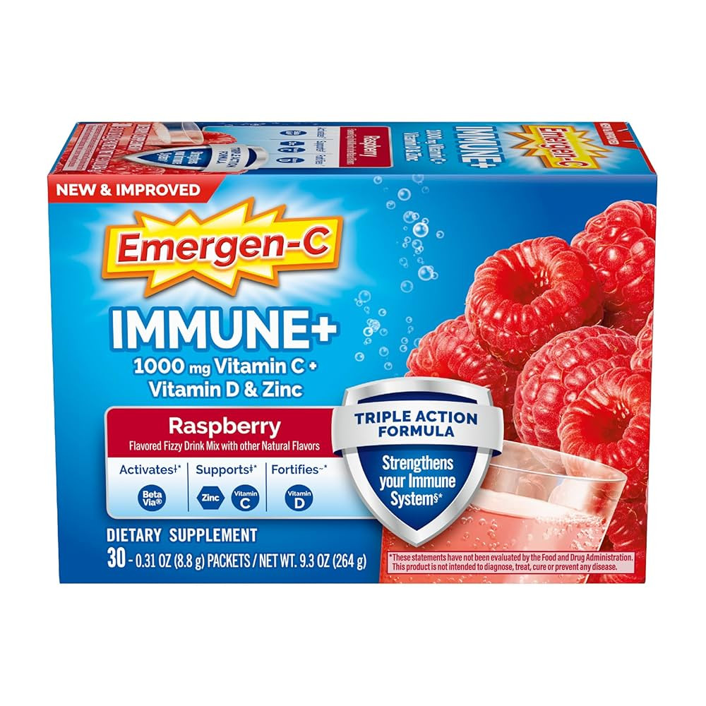Emergen-C Immune+ Triple Action Immune Support Powder, BetaVia (R), 1000mg Vitamin C, B Vitamins,... | Amazon (US)