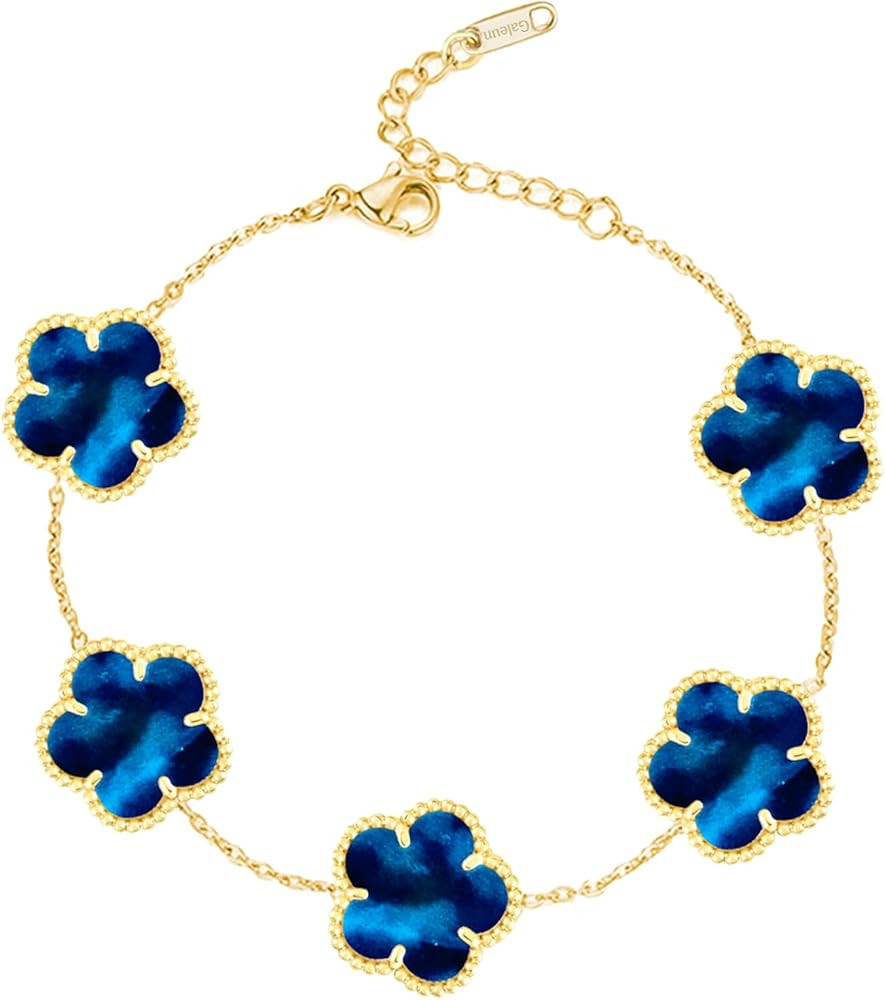 18K Gold Plated Clover Bracelet |Adjustable Bracelets| Lucky Flower Cute Link Bracelets Jewelry G... | Amazon (US)