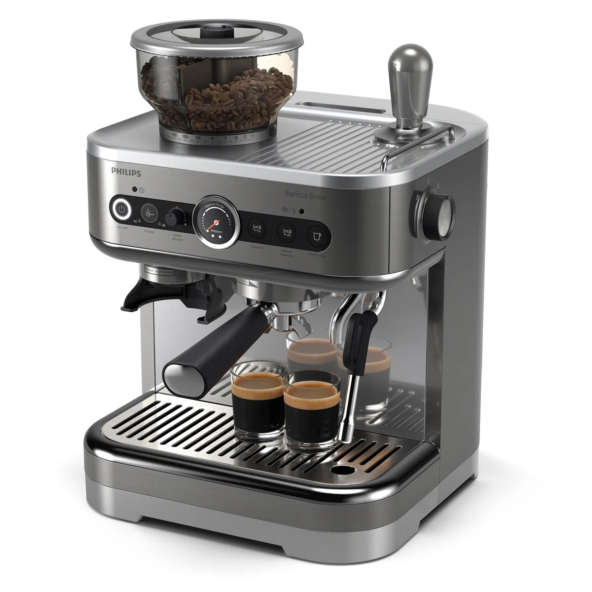 Philips Barista Brew Semi-Automatic Espresso Machine with Frother, 280gr Dual Bean Container | Wayfair North America