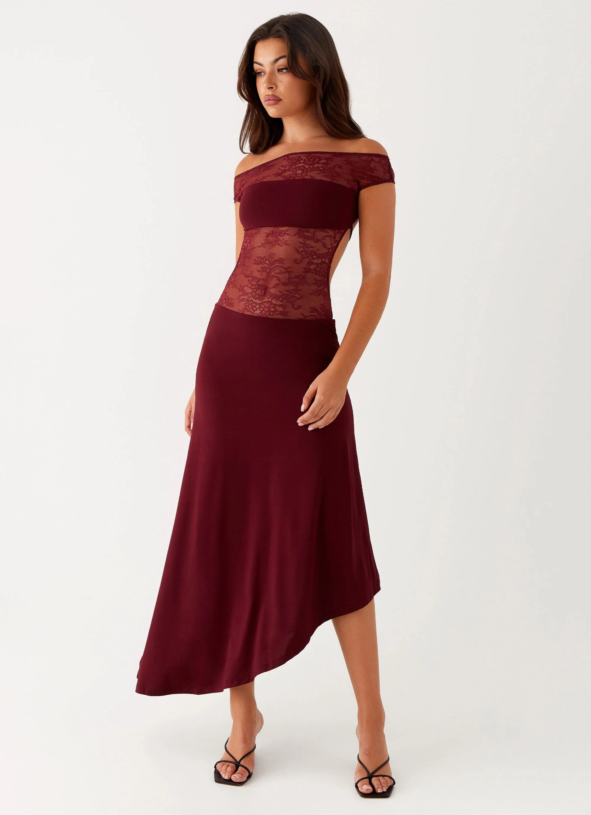 Francoise Lace Midi Dress - Burgundy | Peppermayo (Global)