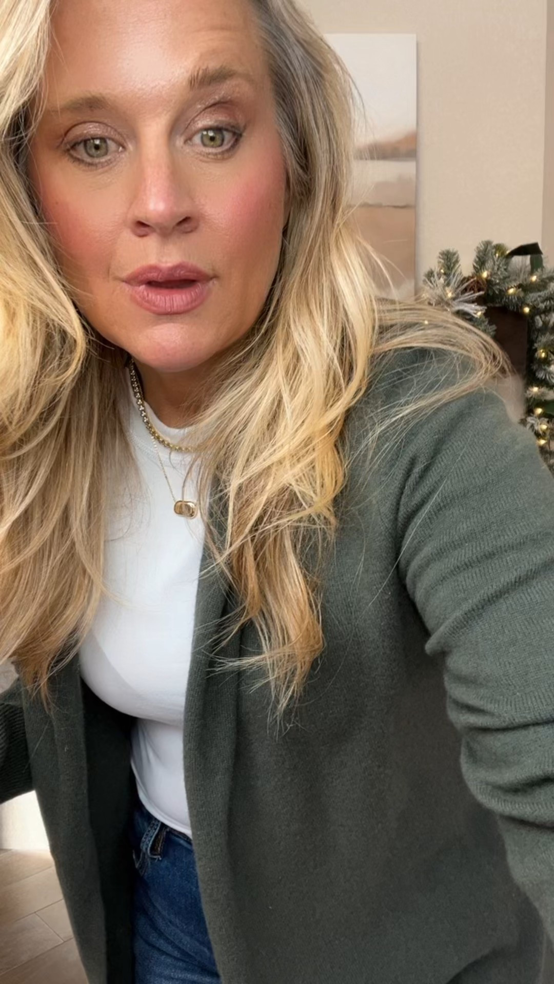  ✨Tap the bell, save and ❤️ for over 40 fashion, midlife style, midsize fashion and luxury looks for less. 

I used to panic about what to wear to holiday dinners…
because nothing ever felt comfortable and put-together.

But midlife changed how I dress.
I don’t do scratchy. I don’t do tight.
I don’t do outfits that make me want to leave early.

Now I keep it simple + cozy — and honestly?
I’ve never felt more confident.

These four looks are soft, breathable, belly-friendly
and still look polished for hosting, arriving late,
or walking into a room where everyone wants a photo.

✨ Comfort is not giving up — it’s leveling up.

Save this for holiday dinners, hosting nights, and “I need something easy” moments. 🤍

⬇️Sizing information:

1. Medium cardigan (size up if in between sizes.)
2. Silk skirt medium (size up if in between sizes.)
3. Silk pants large (size up if in between sizes.)
4. Cashmere  seater medium (size down if in between sizes.)
4. Open cardigan size large size up if you're in between sizes number five wide leg jeans wearing 30 size down one full size.

holiday outfits for women over 40, Thanksgiving outfit ideas, Christmas outfit inspo, holiday party outfits, Christmas dinner outfit, casual holiday looks, elegant holiday style, family Christmas outfits, what to wear for the holidays, cozy chic outfits, winter party looks, holiday outfit ideas 2025, Christmas outfit women, Thanksgiving dinner outfit, luxe for less holiday finds, festive outfit ideas, midlife holiday fashion, flattering holiday outfits, affordable Christmas looks, holiday capsule wardrobe 


Follow my LTK @Over40andmidlife on the @shop.LTK app to view this post and get my exclusive app-only content!

#liketkit 
@shop.ltk
https://liketk.it/5F25R

#LTKMidsize #LTKOver40 #LTKHoliday