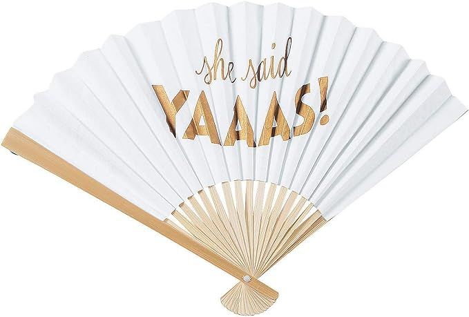 Fun Express She Said Yas Folding Hand Fans -Wedding, Engagement and Bachelorette Party Supplies -... | Amazon (US)
