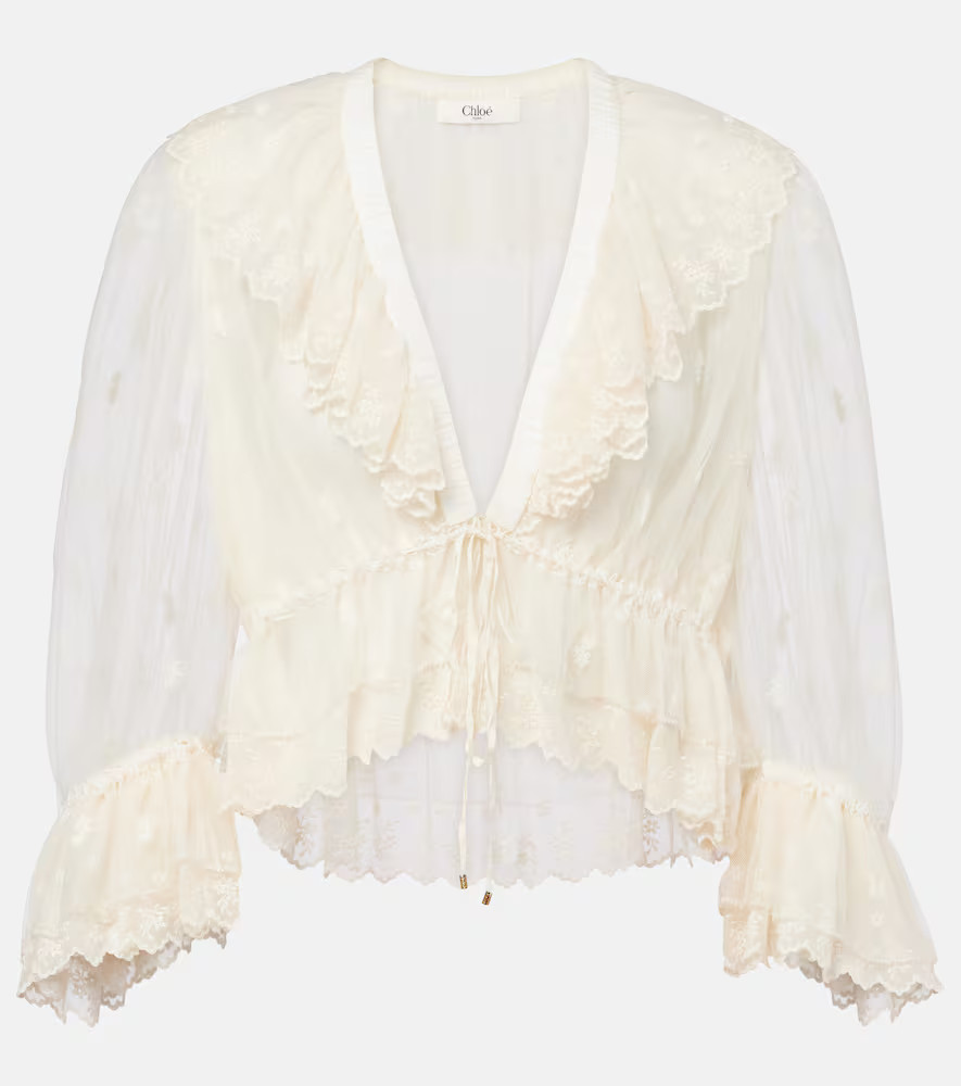 Chloe Ruffled embroidered lace blouse | Mytheresa (UK)