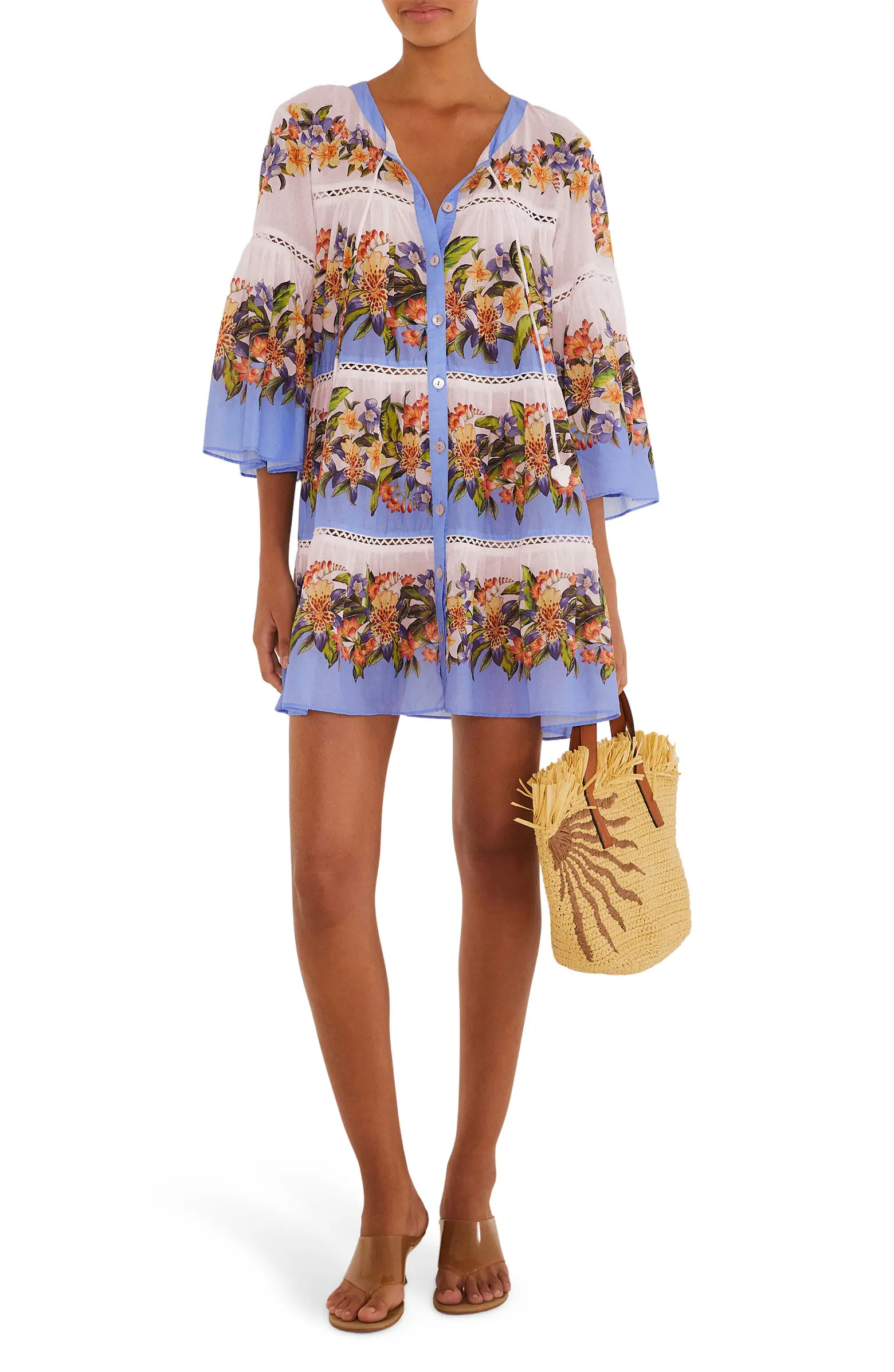 Stripes Cotton High-Low Cover-Up Dress | Nordstrom