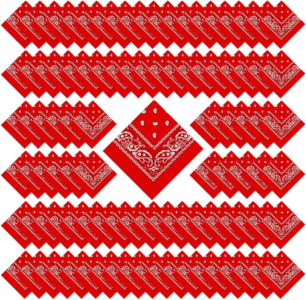 100 Pcs Bandanas Bulk Paisley Bandanas Cowboy Headband Scarf Face Mask for Men Women | Amazon (US)