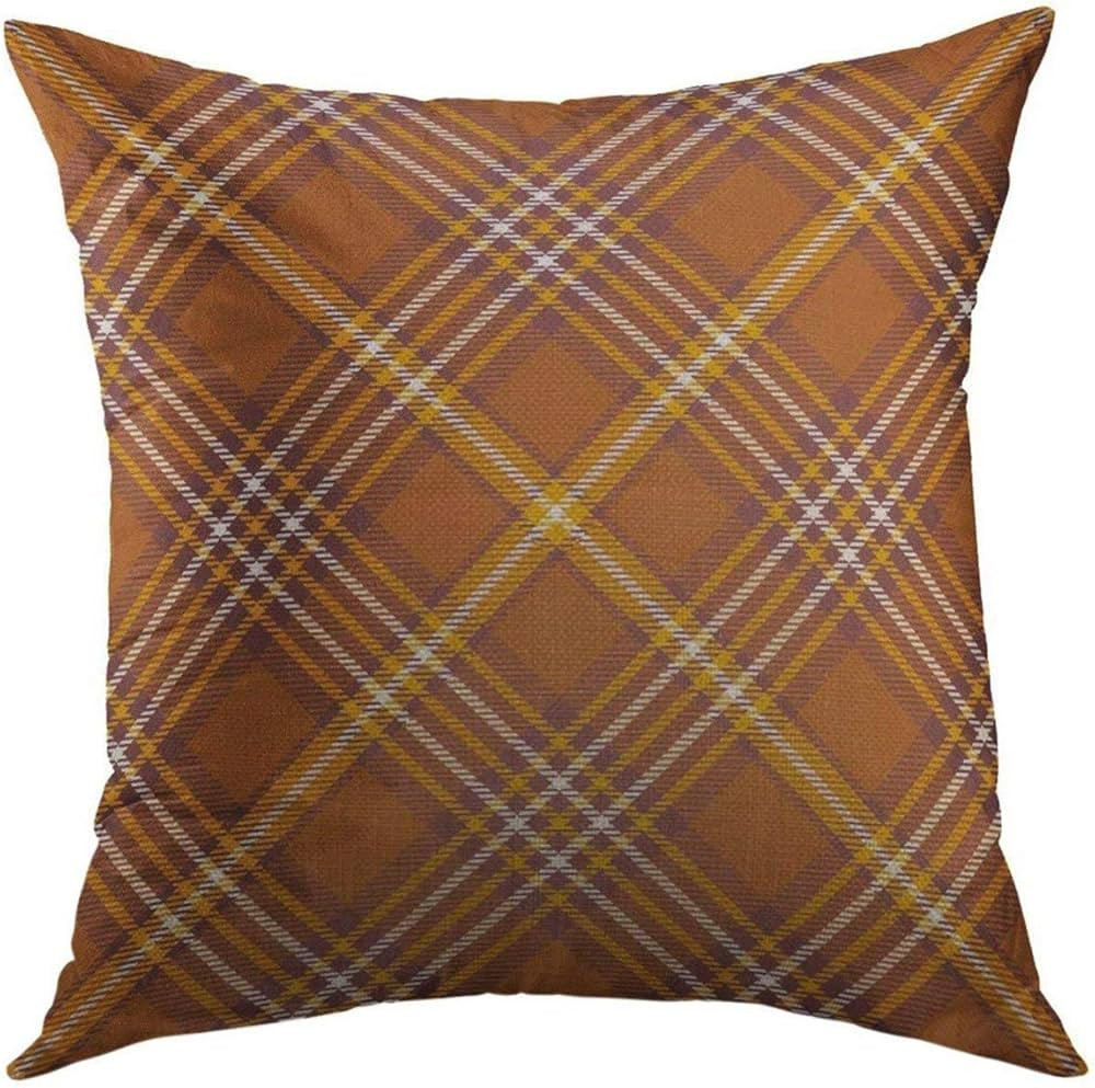 Mugod Decorative Throw Pillow Cover for Couch Sofa,Border Tartan Plaid Pattern Checkered in Strip... | Amazon (US)