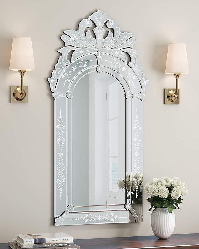 Wall Mounted Mirror, Venetian Mirror Decor for The Living Room, Bathroom, Bedroom (W 20" X H 39.5... | Amazon (US)