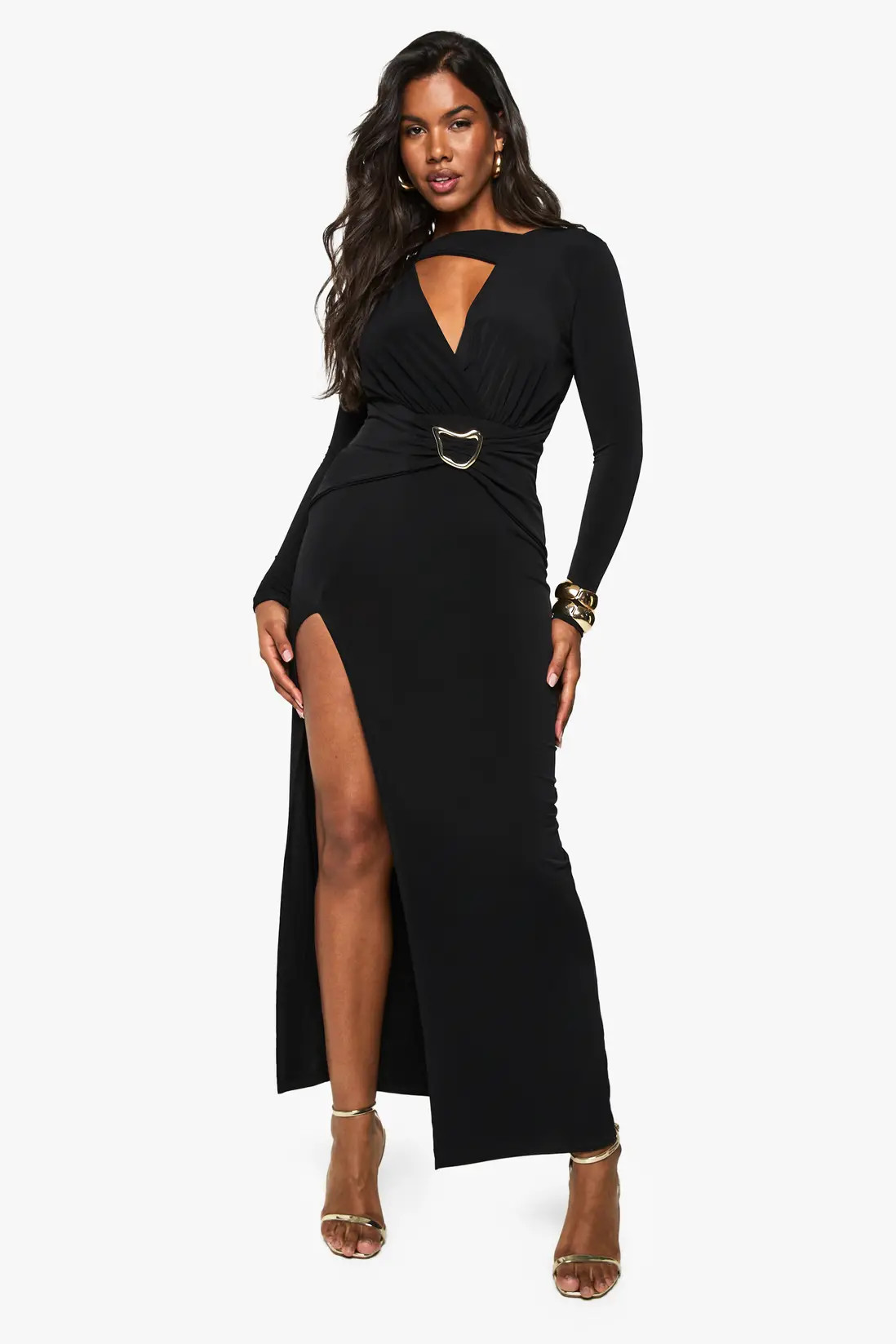 Plunge Gold Trim Maxi Dress | Nasty Gal US