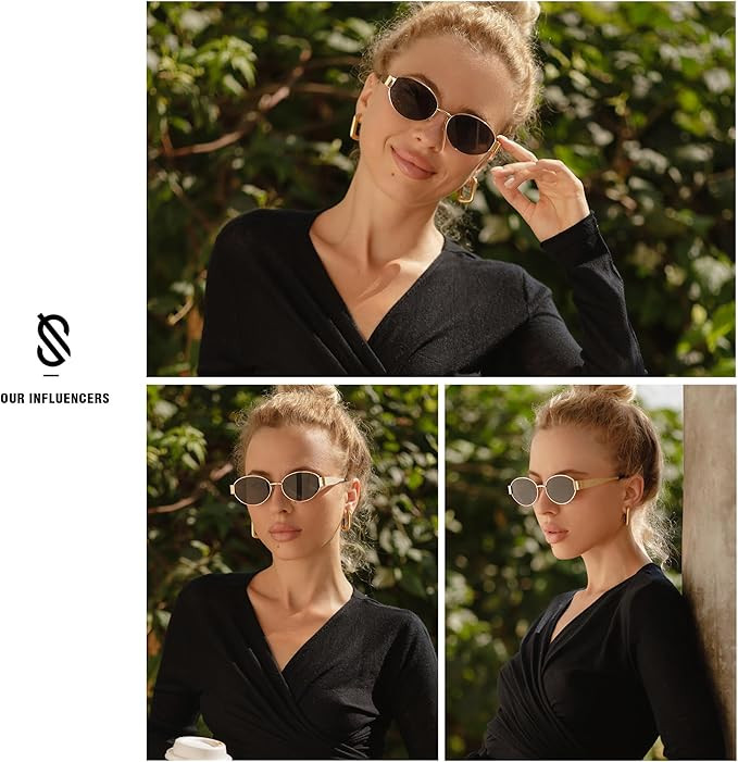 SOJOS Retro Oval Sunglasses for Women Trendy Sun Glasses Classic Shades SJ1217 | Amazon (US)