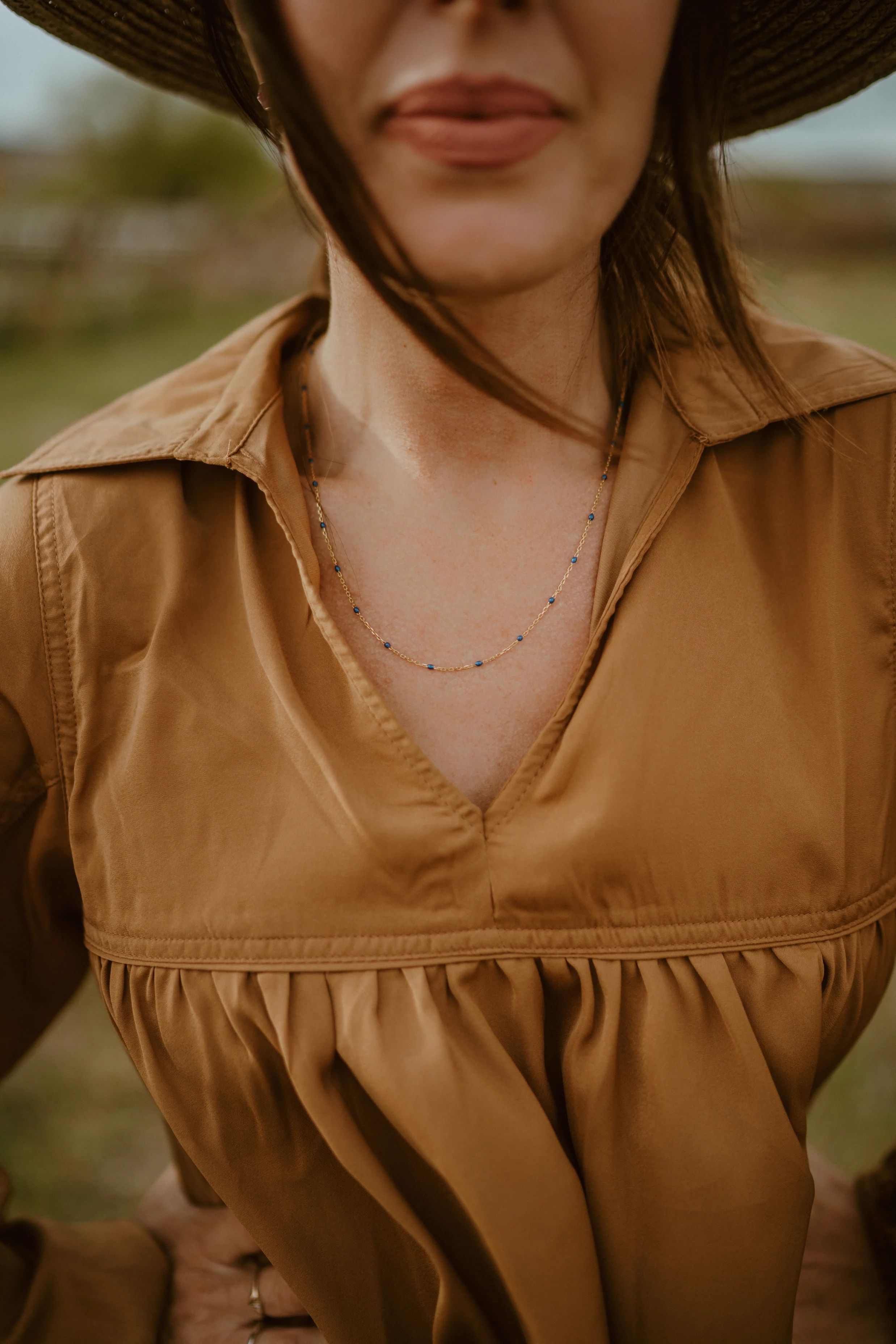 Maria Necklace | Gold + Blue | Goldie Lew Jewelry