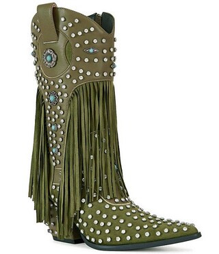 Azalea Wang Greyson Fringe Studded Western Boots | Dillard's | Dillard's