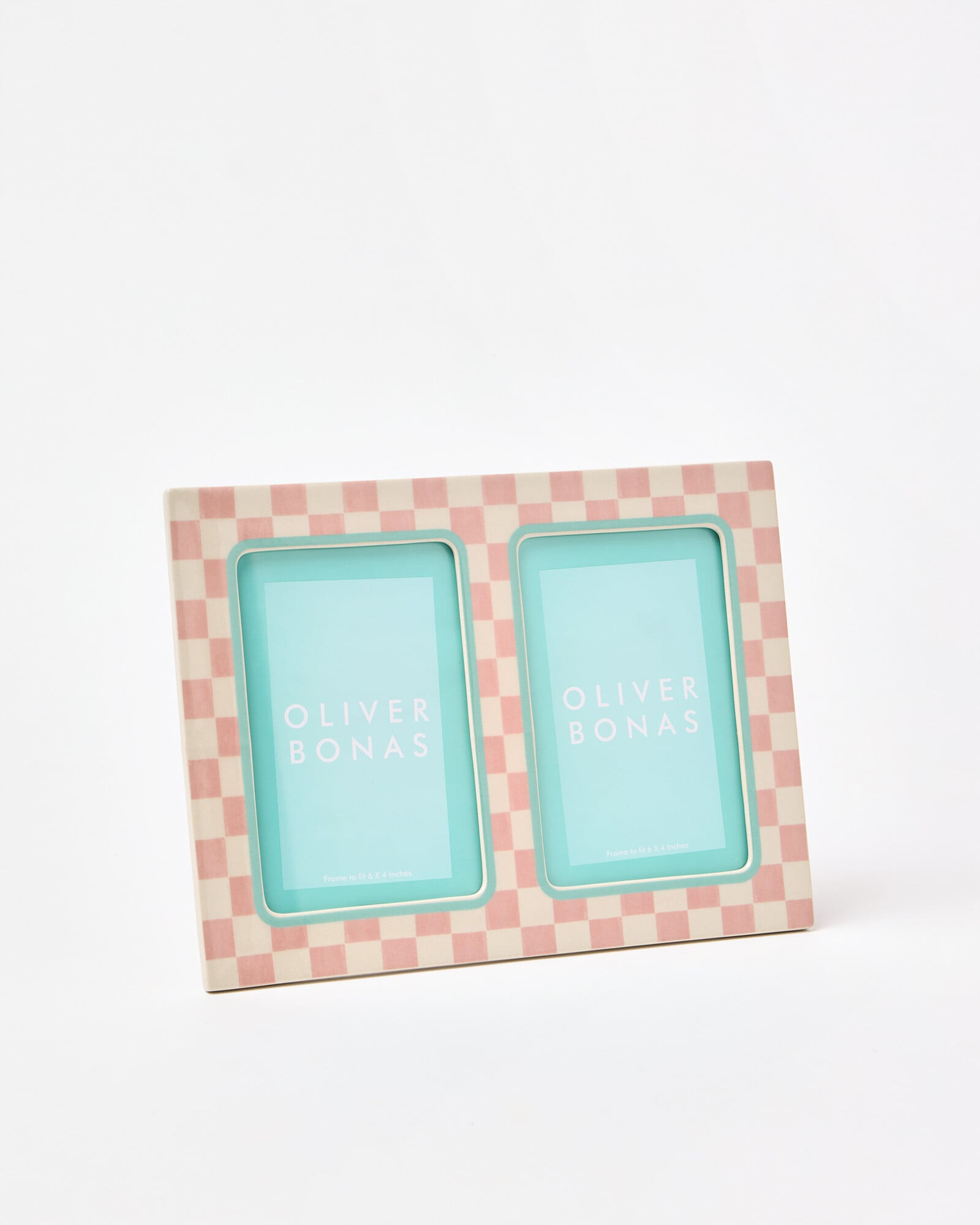Isla Pink Chequerboard Double Photo Frame | Oliver Bonas | Oliver Bonas (Global)