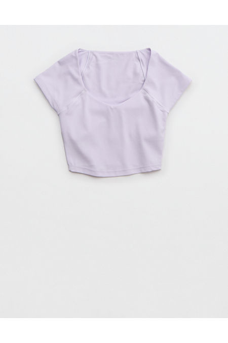 OFFLINE By Aerie Real Me Sweetheart Cropped T-Shirt Women's Lavender Dawn M | Aerie
