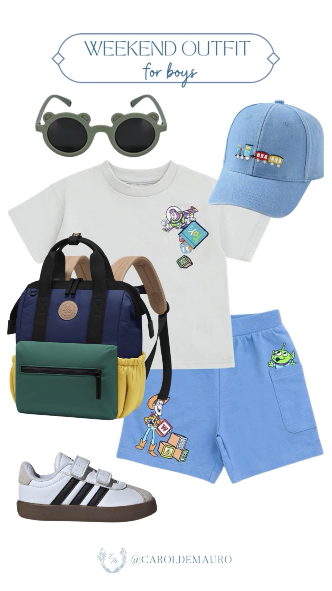 To infinity and beyond with this weekend outfit for boys! Such a cute look from Amazon with a Toy Story-themed tee and short set, styled with a cute hat, sunglasses, adidas Samba, and a colorful bag.

casual outfit, kids fashion, toddler style, ootd, affordable fashion, childrens wear, vacation time, spring wardrobe

#LTKootd #LTKSeasonal #LTKKids