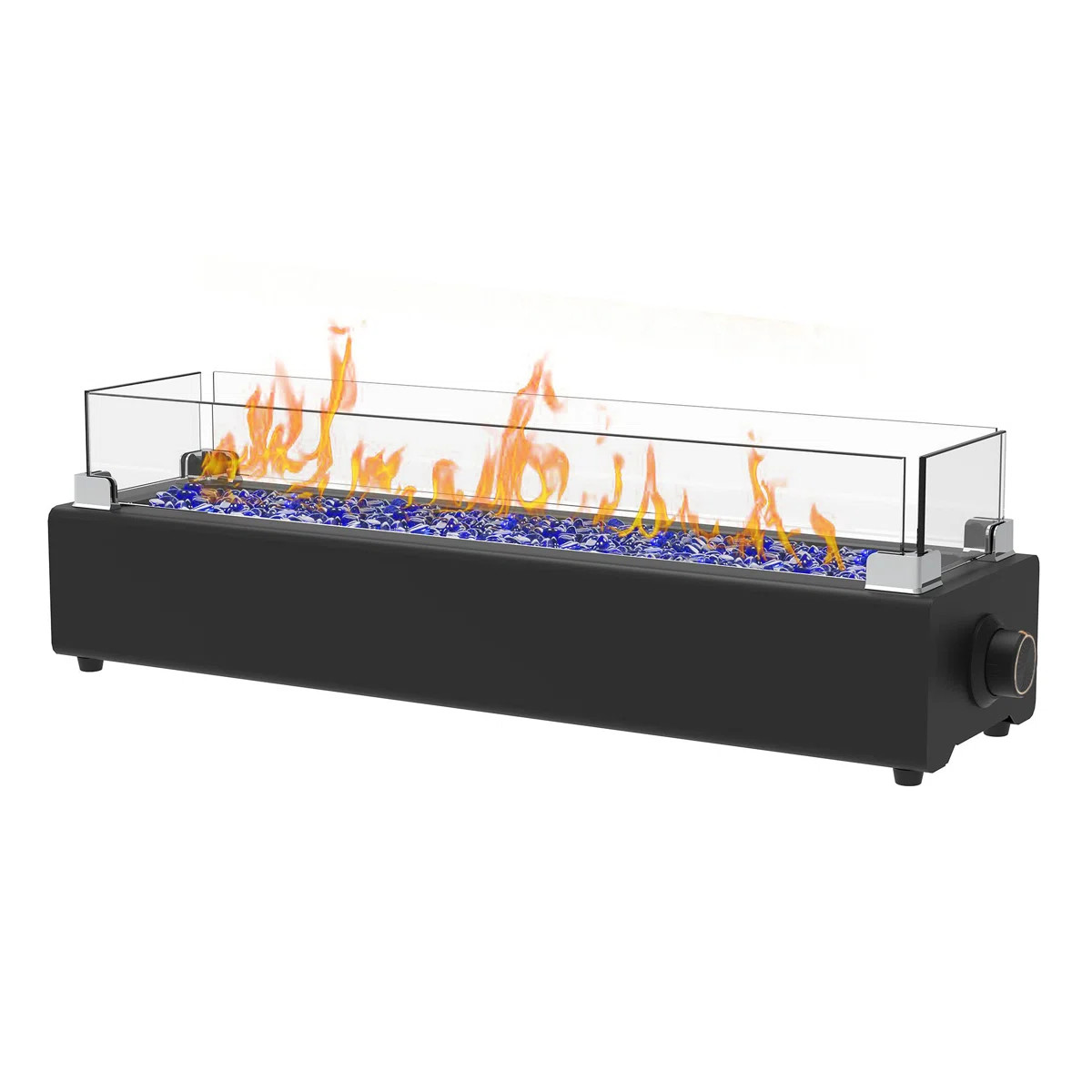 Aeryona 8'' H x 28'' W Steel Outdooor Tabletop Propane Gas Fire Pit with Glass Shield | Wayfair North America