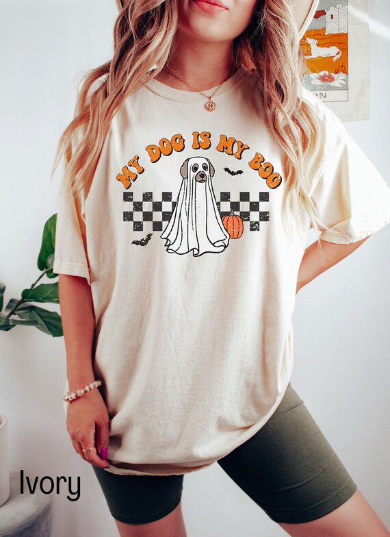 Vintage Comfort Colors Dog Halloween Shirt, Ghost Shirt, Halloween Dog Shirt, Ghost Dog Shirt, Cu... | Etsy (US)