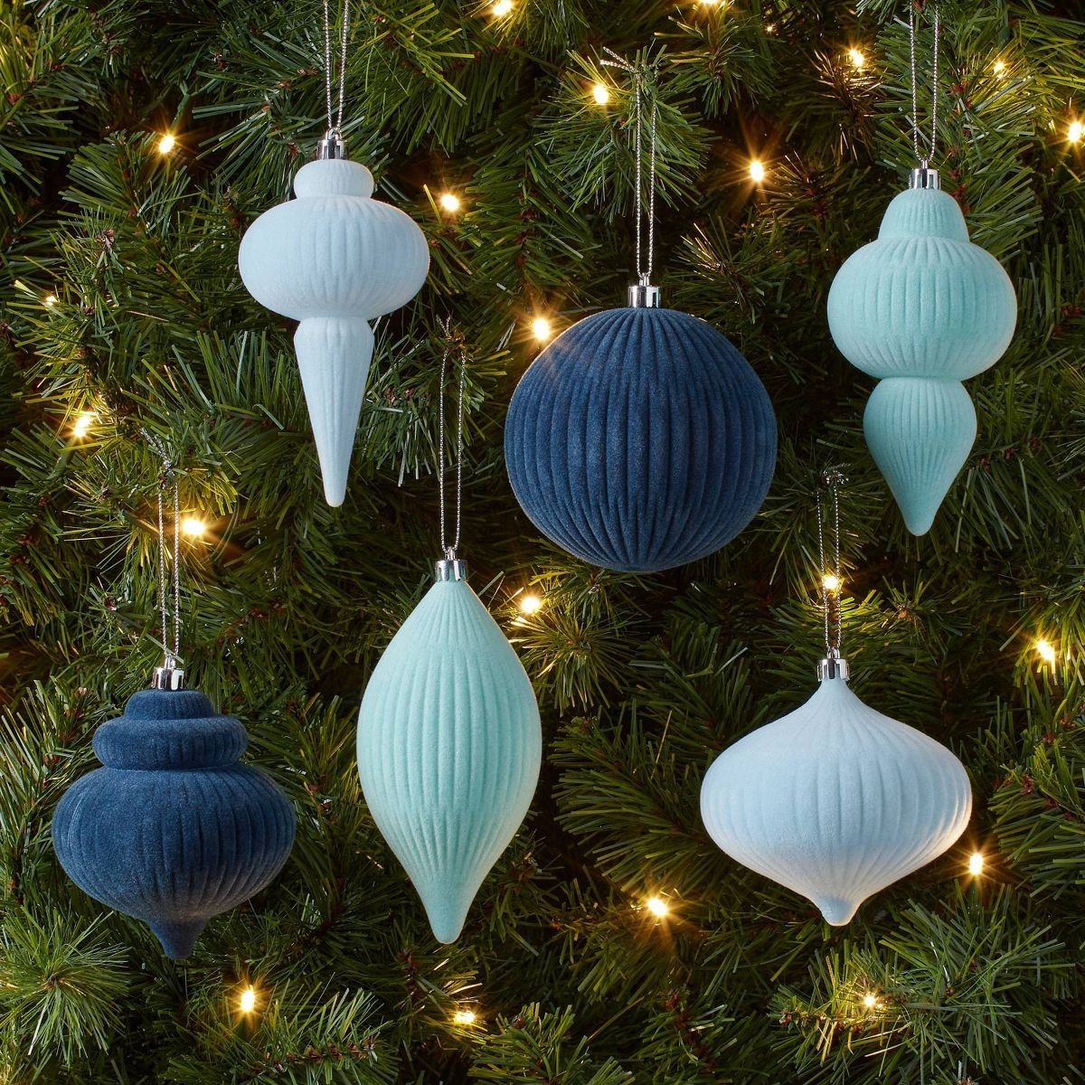 Flocked Finial Christmas Tree Ornament Set 6pc - Wondershop™ | Target