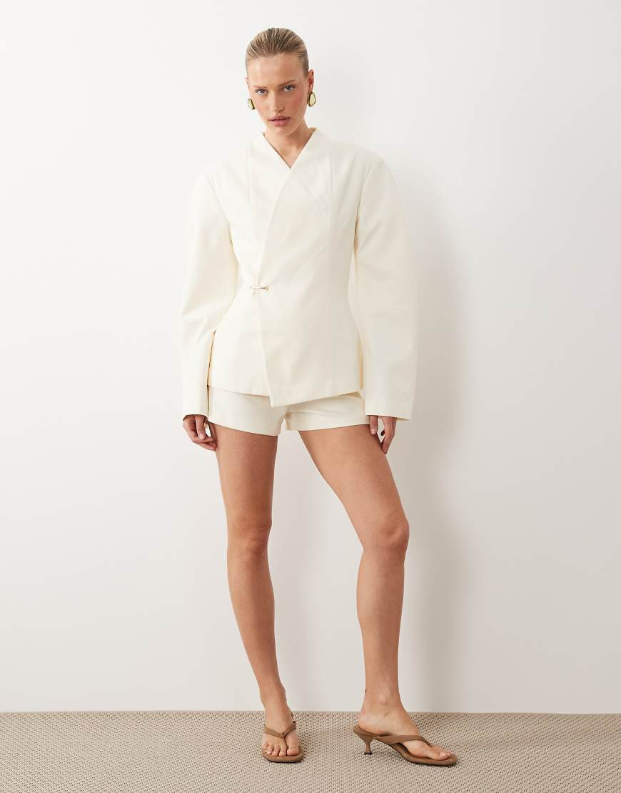 ASOS DESIGN tailored micro short co-ord in cream-White | ASOS (Global)