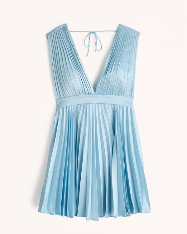 Plunge Pleated Mini Dress | Abercrombie & Fitch (US)