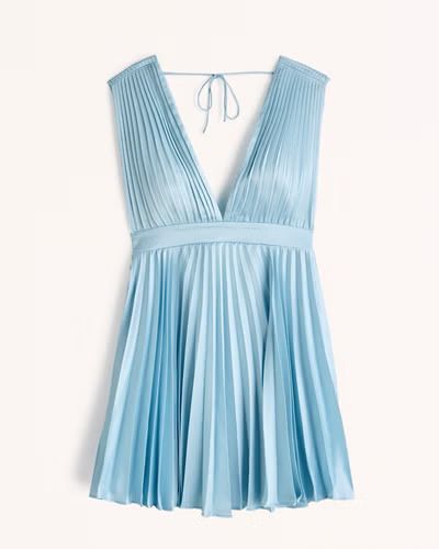 Plunge Pleated Mini Dress | Abercrombie & Fitch (US)