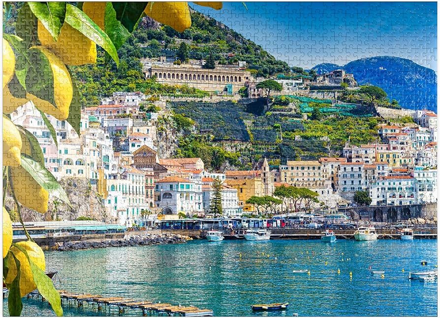 Panoramic View of Beautiful Amalfi On Hills Leading Down to The Coast, Campania, Italy - Premium ... | Amazon (US)