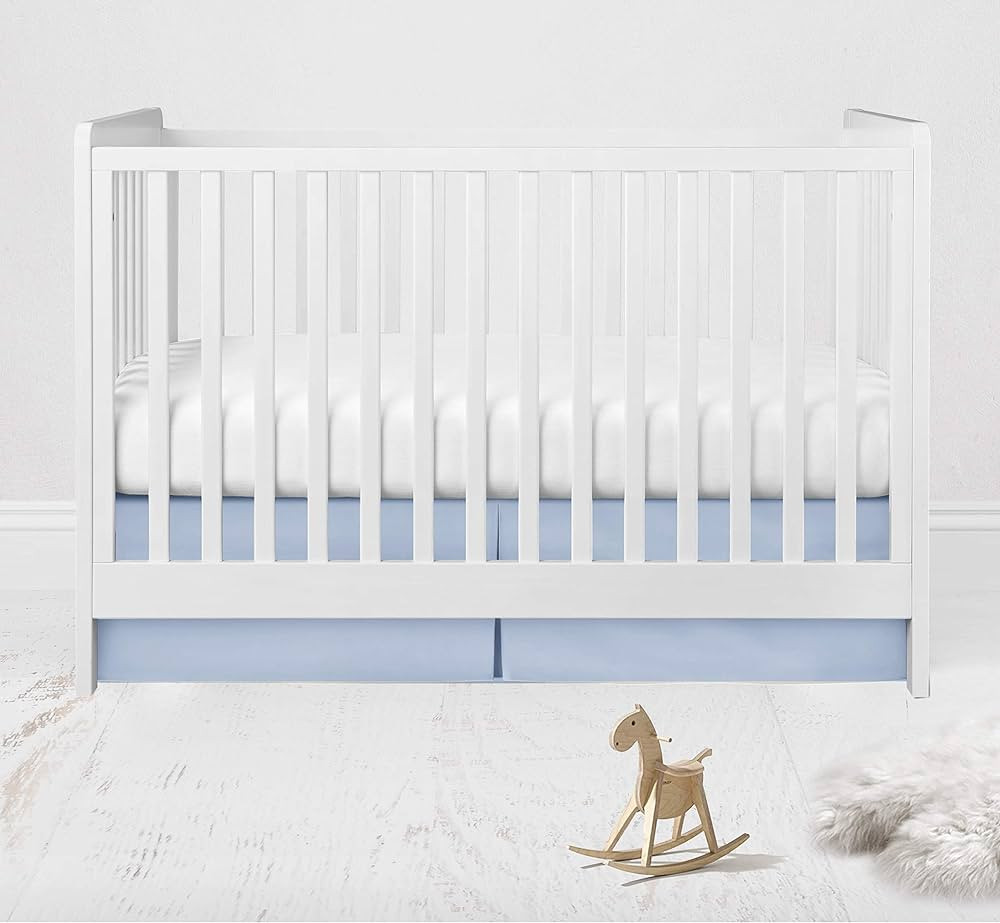 Bacati Solid Crib/Toddler Bed Skirt Dust Ruffle, Blue, 13 inches Drop | Amazon (US)