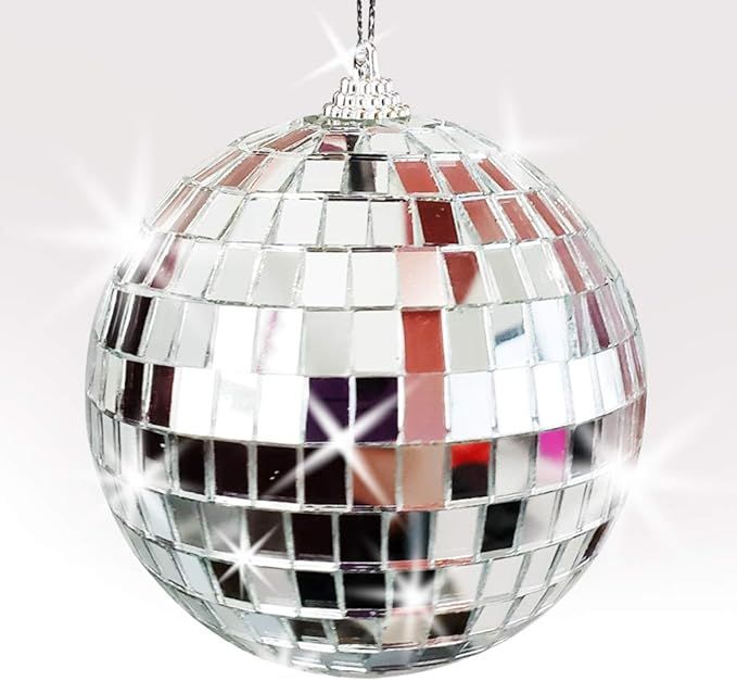 ArtCreativity 4 Inch Mirror Disco Ball - Silver Disco Ball with Hanging String for Parties, Birth... | Amazon (US)