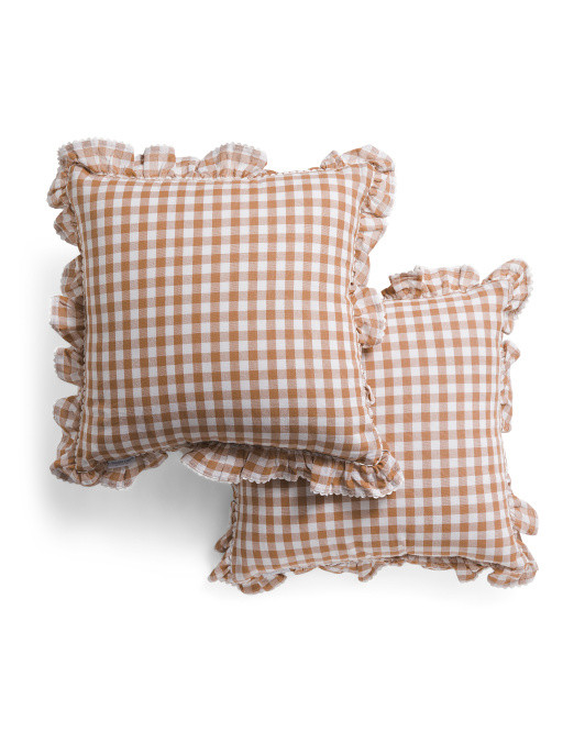 2pk 20x20 Lily Gingham Ruffle Pillows | TJ Maxx