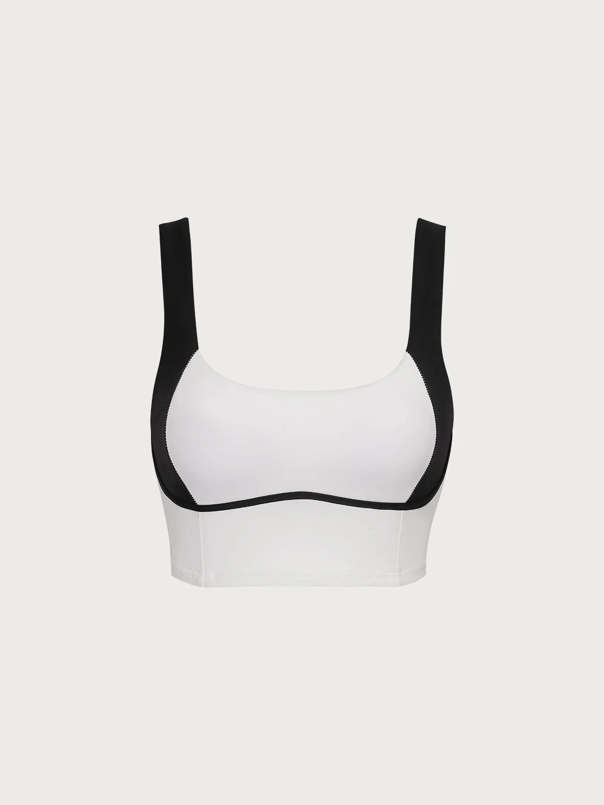 White Contrast Square Neck Sports Bra & Reviews - White - Sustainable Yoga Tops | BERLOOK | BERLOOK