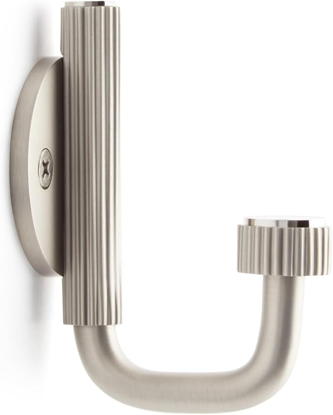 Signature Hardware 953999 Brixlee Reeded Brass Single Hook - Brushed Nickel/Polished Nickel | Amazon (US)
