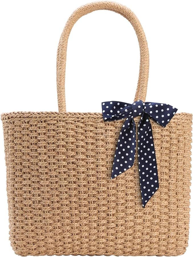 YXILEE Zipper Straw Bags For Women | Straw Purse Woven Womens Handmade Weaving Summer Handbag for... | Amazon (US)