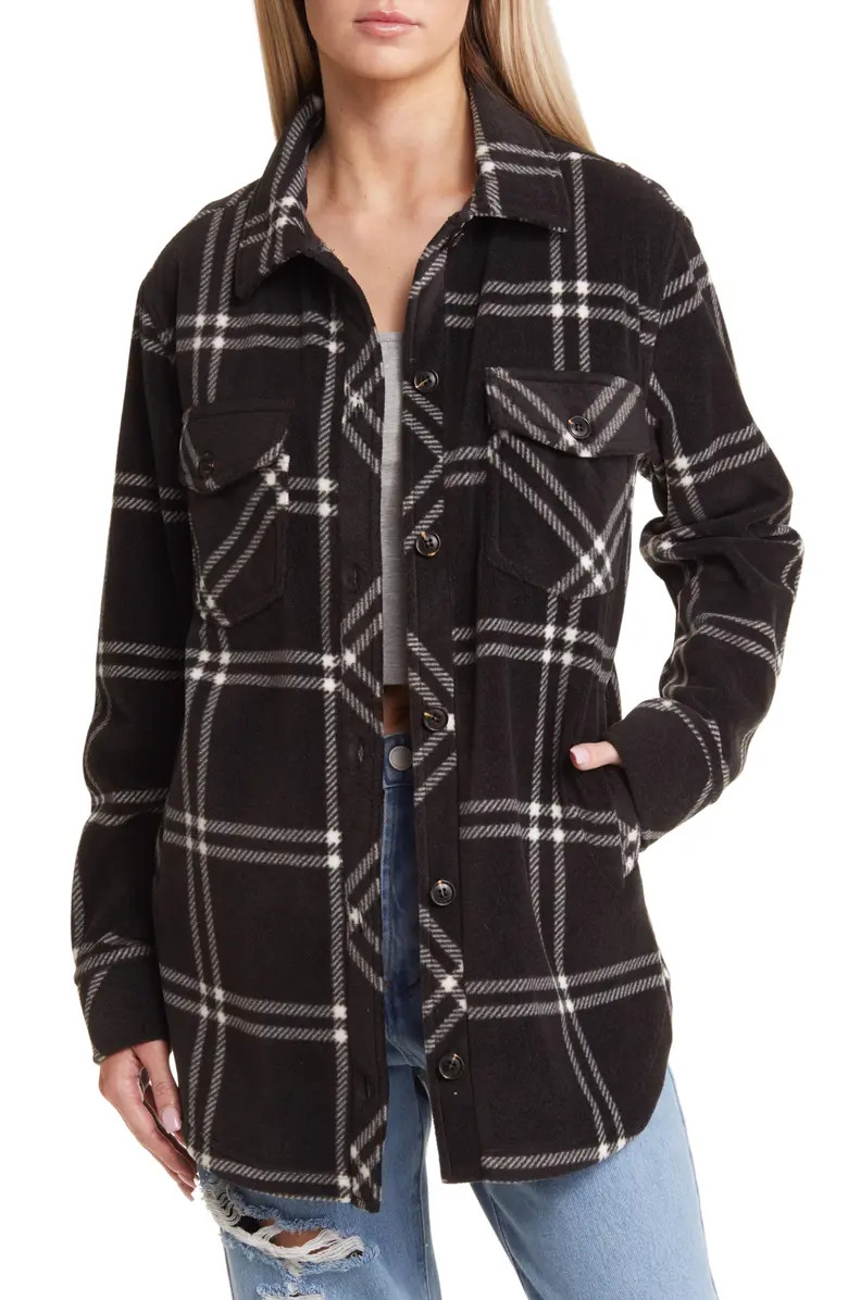 Plaid Polar Fleece Shacket | Nordstrom