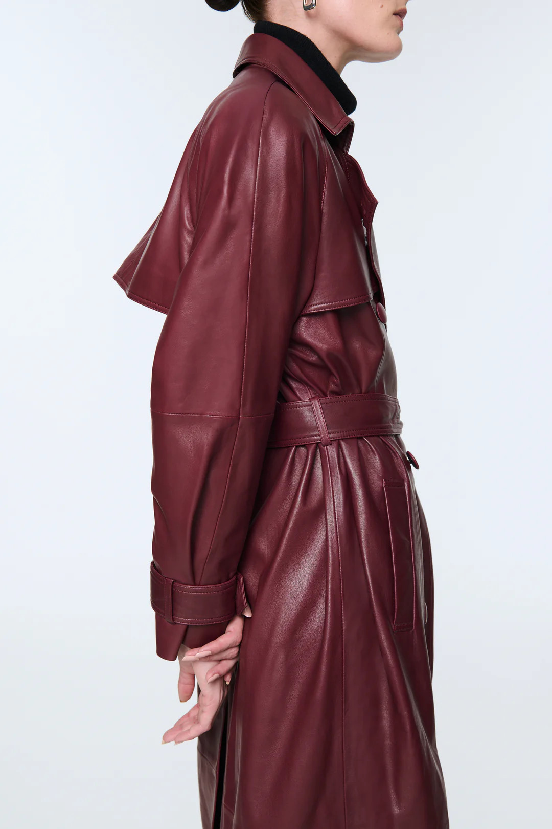 Corrin Leather Trench Coat | DUCIE