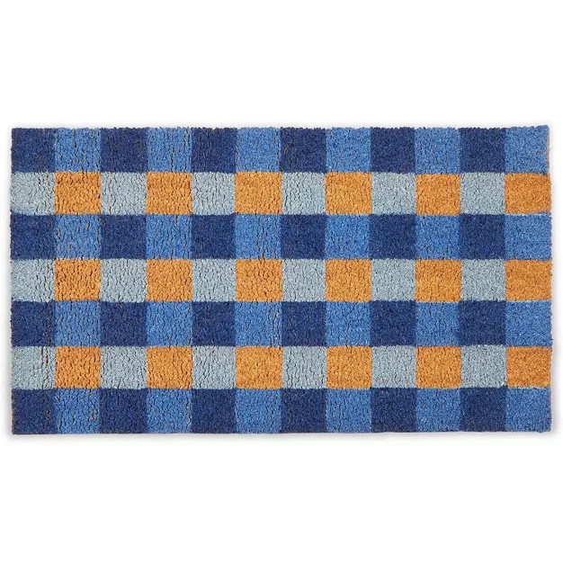 Juvale Blue Buffalo Plaid Coir Door Mat Welcome Doormat Indoor Outdoor Nonslip Front Rugs 17"x30" | Target