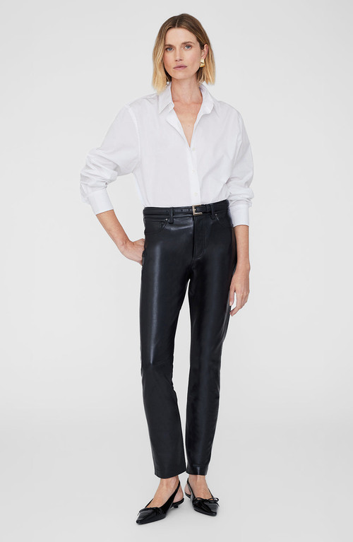 ANINE BING Bruno Pant Recycled Leather in Black Recycled Leather at Nordstrom, Size 25 | Nordstrom
