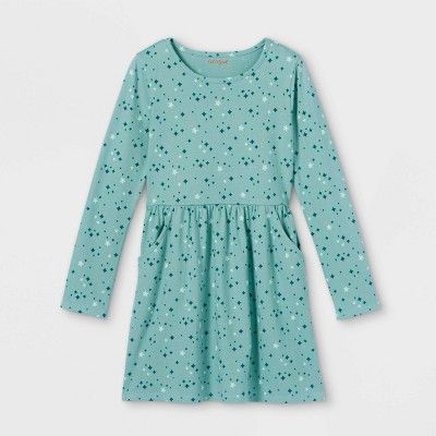 Girls' Printed Long Sleeve Knit Dress - Cat & Jack™ | Target