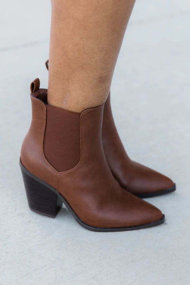 Linda High Ankle Brown Booties | The Pink Lily Boutique