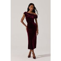 ASTR the Label | Velvet Off Shoulder Midi Dress in Wine | Size M | ASTR The Label (US)