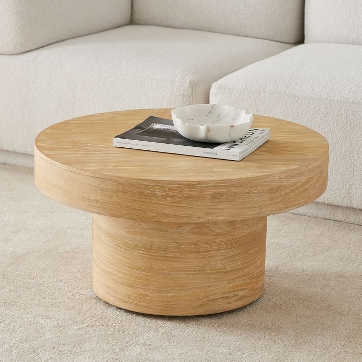 Volume Round Pedestal Coffee Table (30") - Wood | West Elm (US)