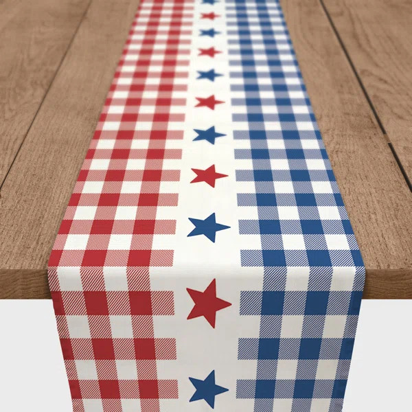 Shedeck Rectangle Gingham Independence Day Cotton Table Runner | Wayfair North America