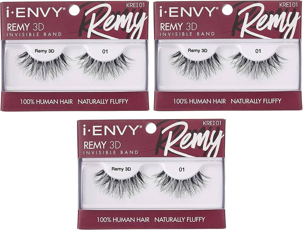 i-Envy Remy False Eyelashes 3D Collection, Invisible Band, 100% Human Hair Lashes (3 PACK) | Amazon (US)