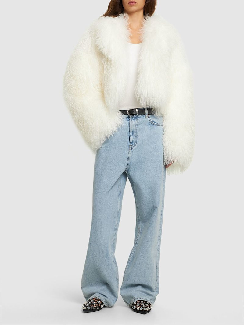 Mongolian shearling cropped jacket | Luisaviaroma