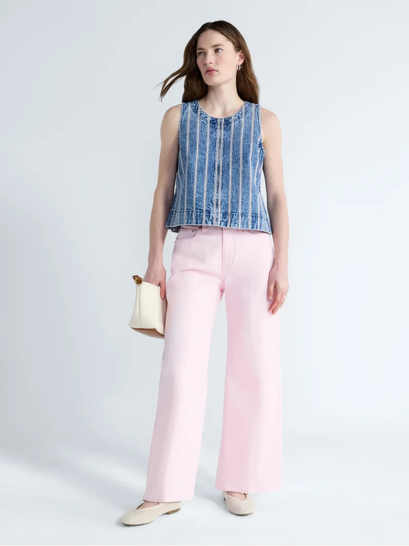 Free Assembly Women's Cropped High Rise Wide Leg Pants, Sizes 0-16 | Walmart (US)