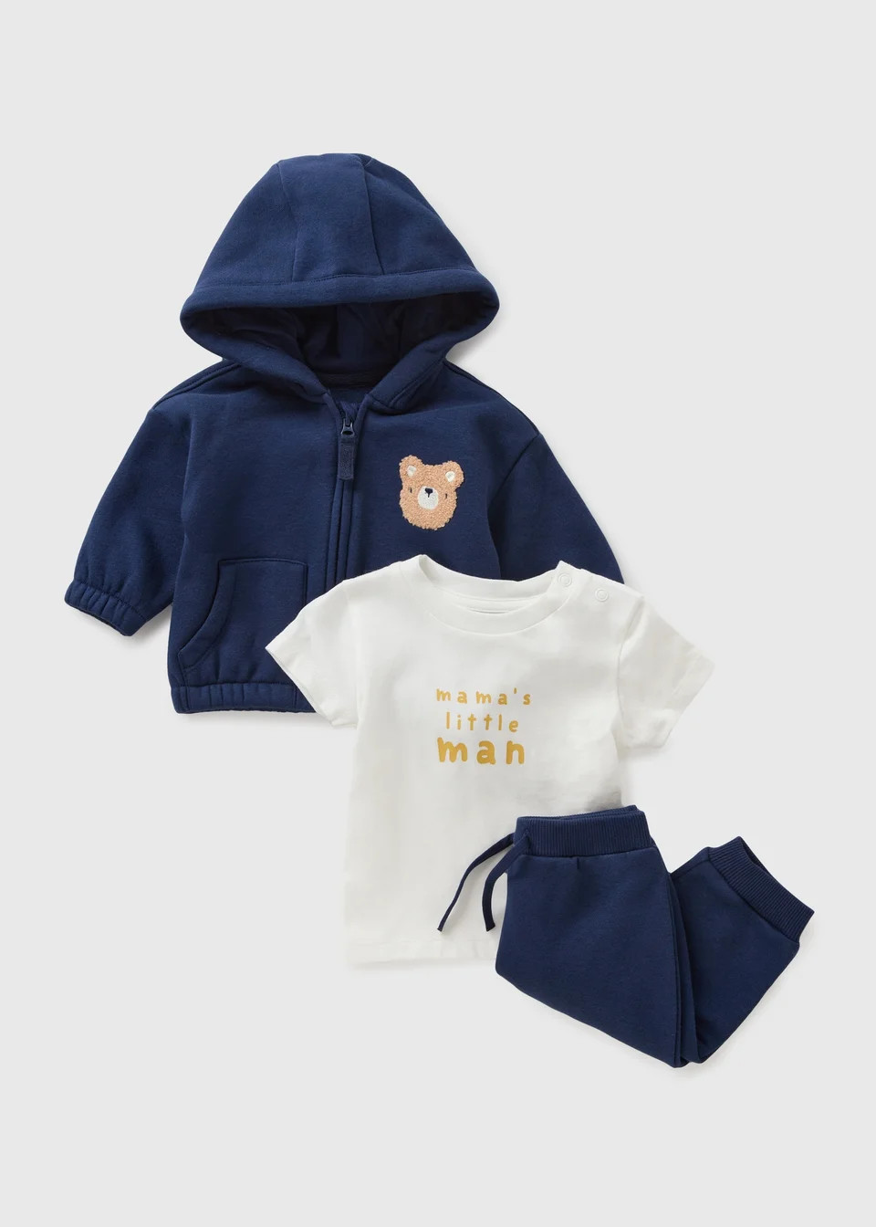 3 Piece Baby Navy Bear Hoodie & Jogging Bottom Set (Newborn-23mths) | Matalan (UK)