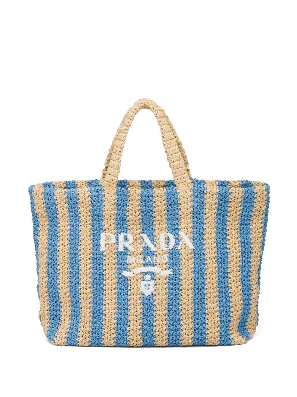 Prada logo-embroidered Straw Tote Bag - Farfetch | Farfetch Global