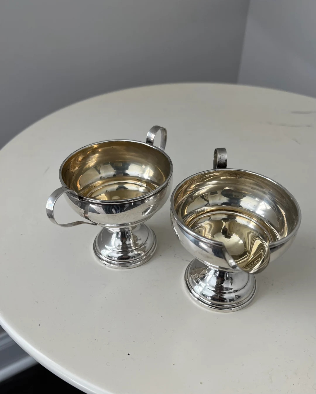 Sterling Silver Sugar Bowl Creamer Set Gold Wash Vintage Sugar Bowl & Creamer Collectible Heirloo... | Etsy (US)