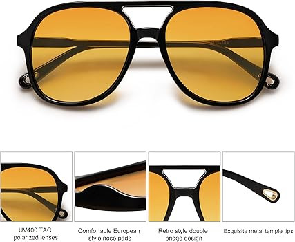 SOJOS Retro Polarized Aviator Sunglasses for Women Men Classic 70s Vintage Trendy Square Aviators... | Amazon (US)