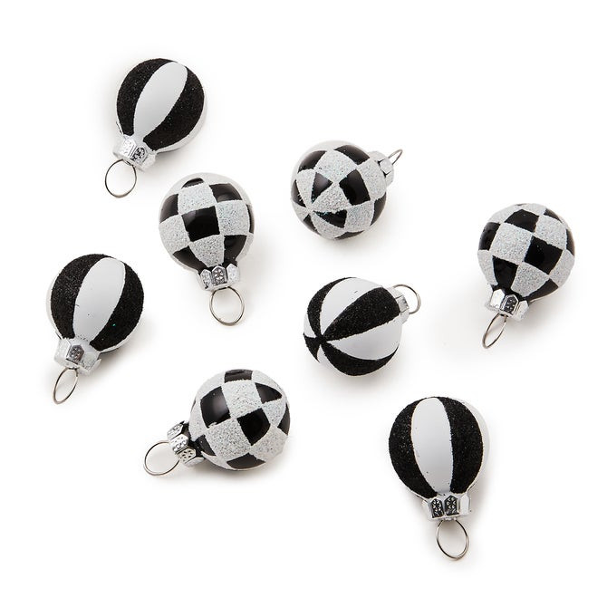 Courtly Check Mini Glass Ball Ornaments, Set of 8 | MacKenzie-Childs